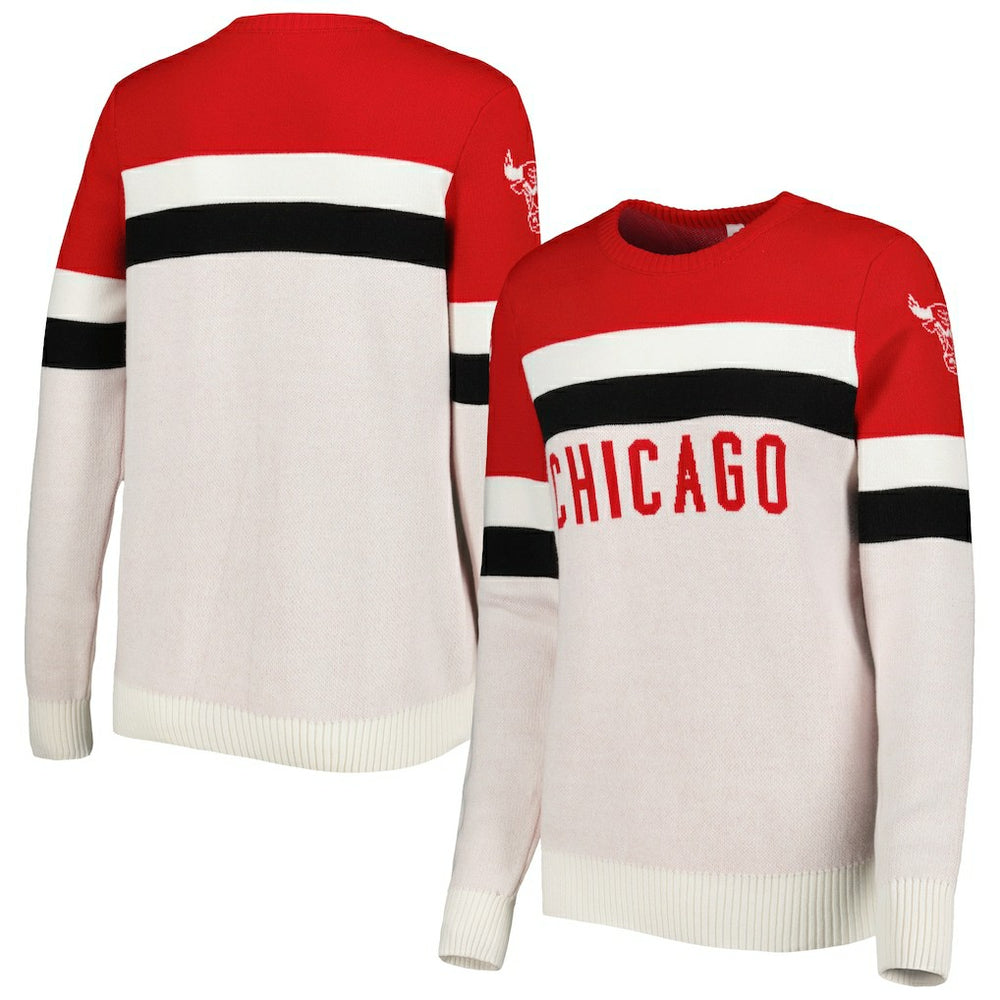 Chicago Bulls Lusso Women's Dominique Pullover Sweater - Red/Cream outlet