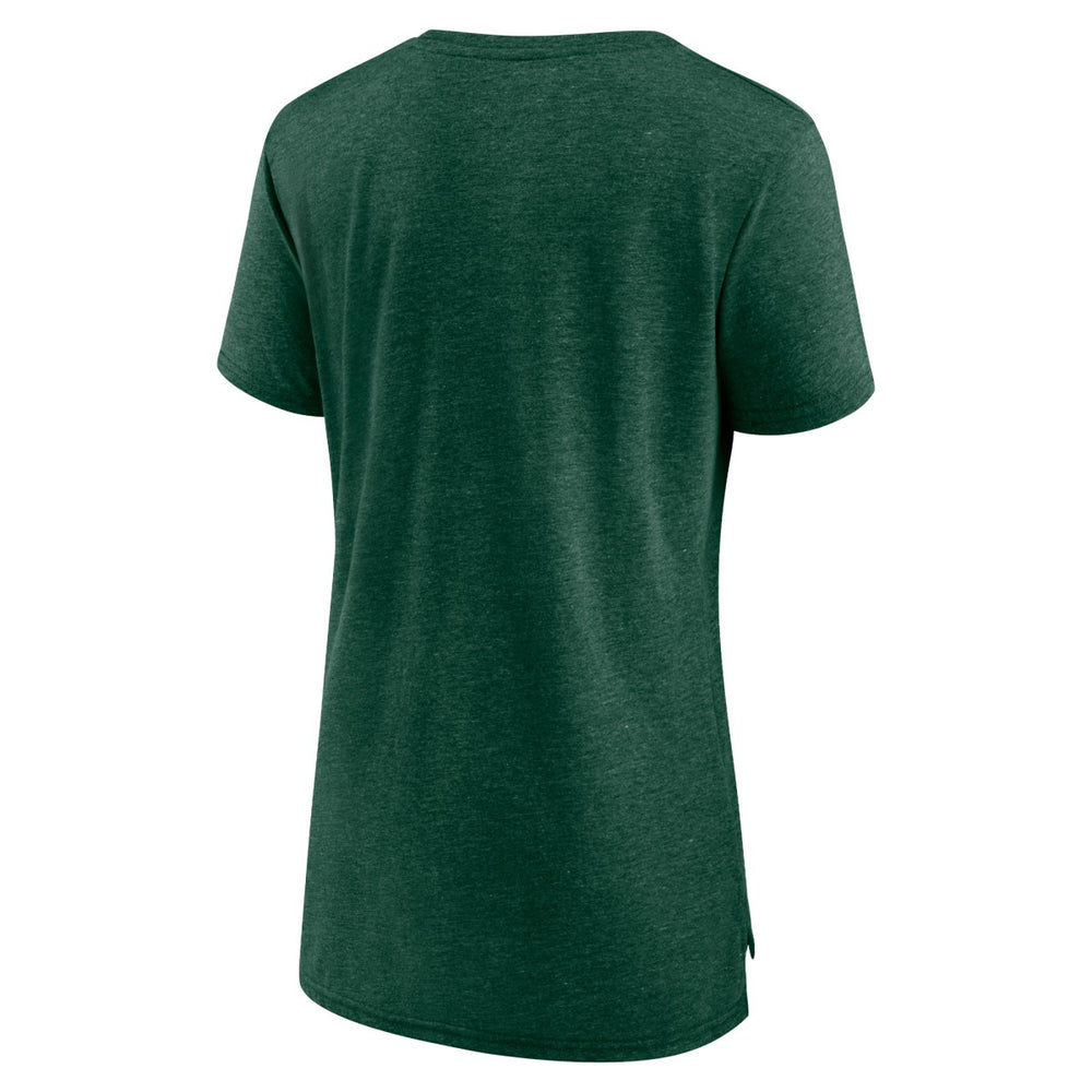 Milwaukee Bucks Women's Distressed Logo Tri-Blend T-Shirt - Heather Hunter Green outlet