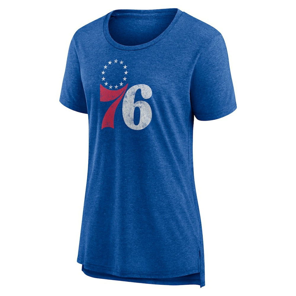 Philadelphia 76ers Women's Distressed Logo Tri-Blend T-Shirt - Heather Royal shop