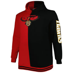 Atlanta Hawks Hardwood Classics Big & Tall Hardwood Classics Split Pullover Hoodie - Red/Black | Mitchell & Ness cheap