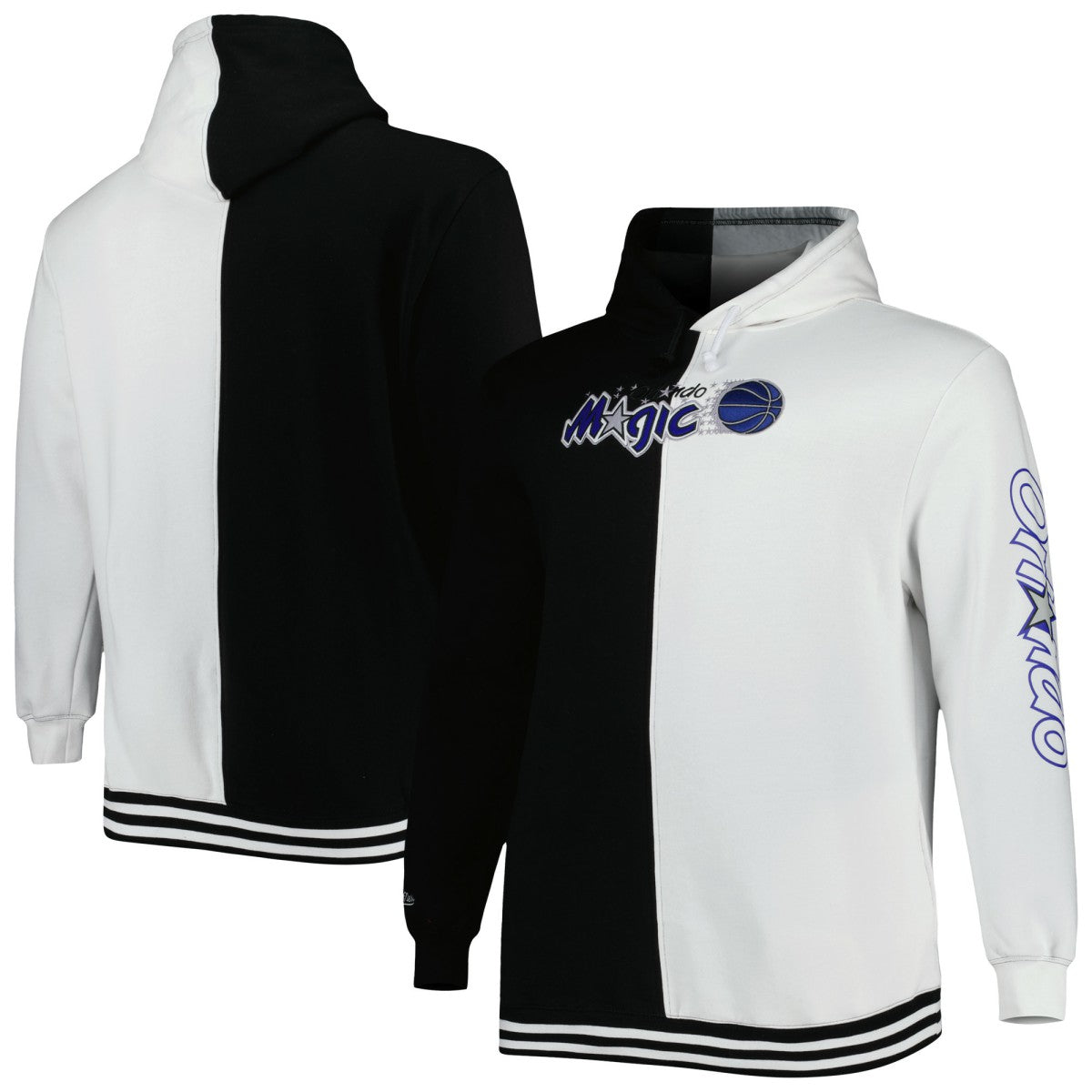 Orlando Magic Hardwood Classics Big & Tall Hardwood Classics Split Pullover Hoodie - Black/White | Mitchell & Ness sale