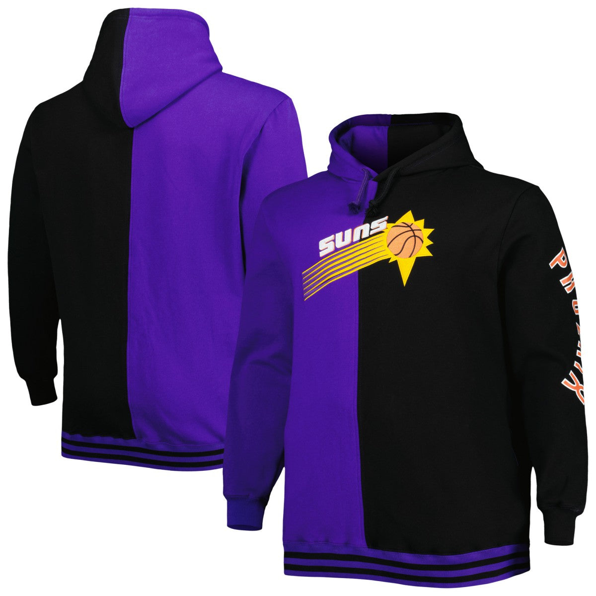 Phoenix Suns Big & Tall Hardwood Classics Split Pullover Hoodie - Purple/Black | Mitchell & Ness discount