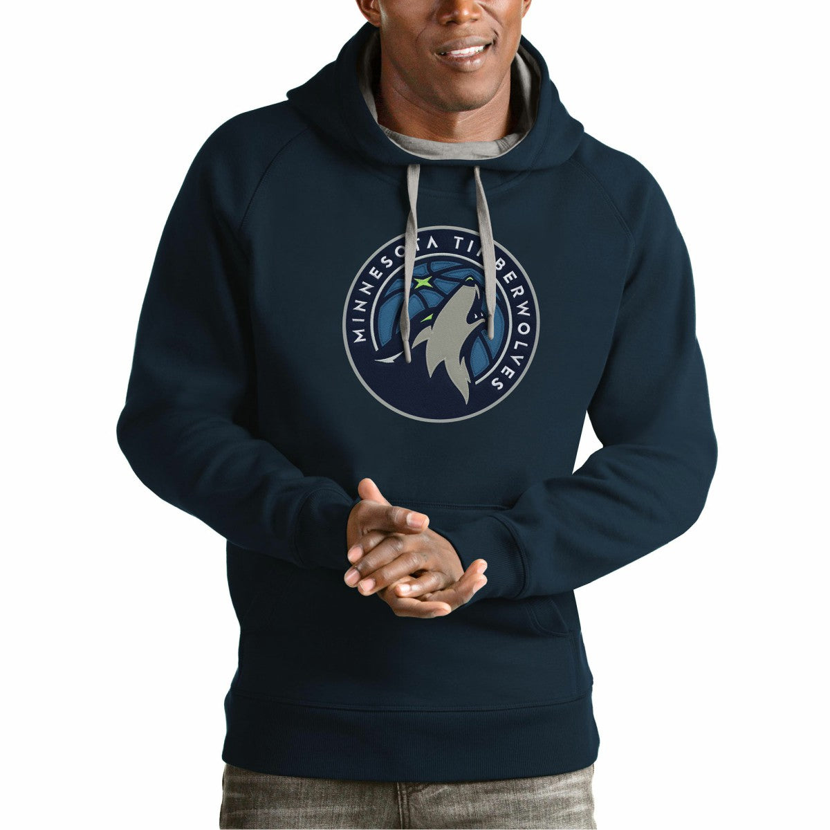 Minnesota Timberwolves Antigua Team Logo Victory Pullover Hoodie - Navy shop
