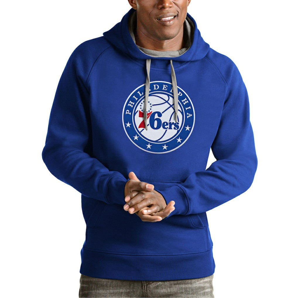 Philadelphia 76ers Antigua Team Logo Victory Pullover Hoodie - Royal discount