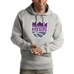 Sacramento Kings Antigua Team Logo Victory Pullover Hoodie - Heather Gray outlet