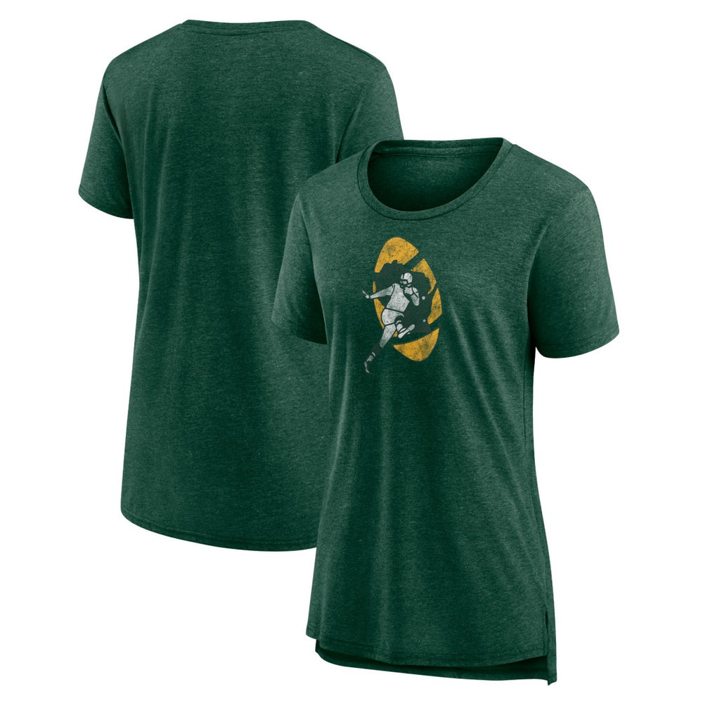NFL Green Bay Packers Women's Throwback Team Logo Tri-Blend T-Shirt