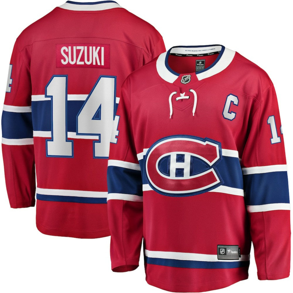 Nick Suzuki Montreal Canadiens Fanatics Home Captain Patch Breakaway Player Jersey