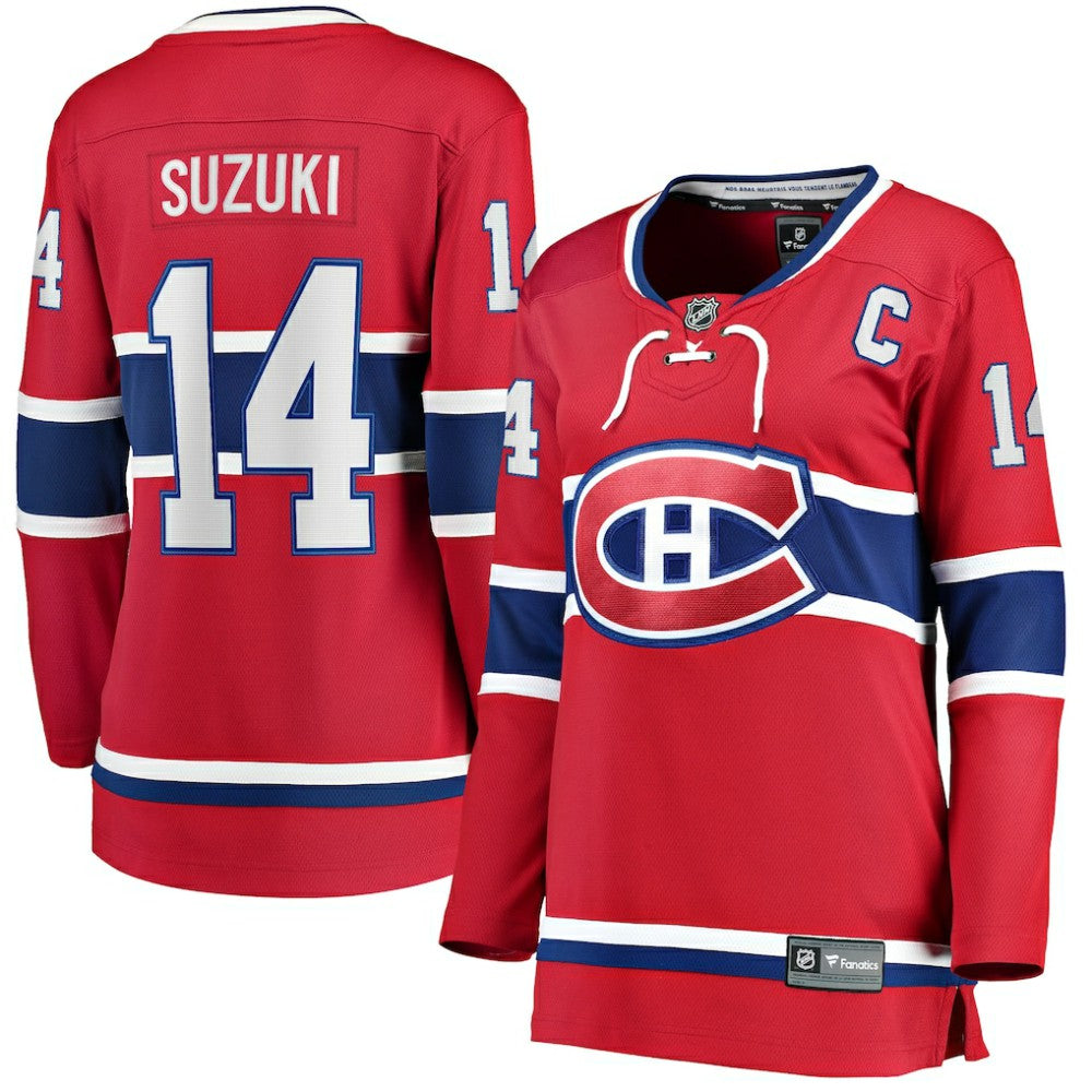 Nick Suzuki Montreal Canadiens Fanatics Women's Home Captain Patch Breakaway Player Jersey