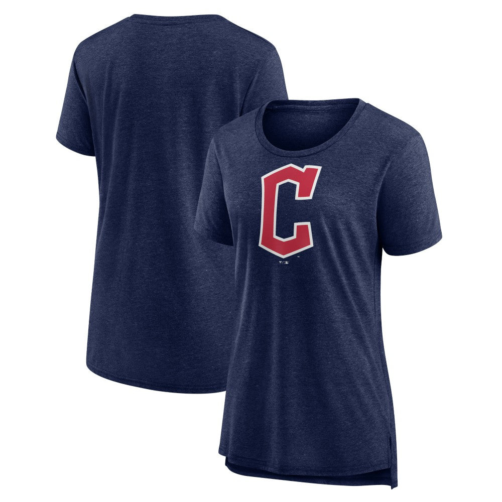 Cleveland Guardians Women's Official Wordmark Tri-Blend T-Shirt - Heather Navy