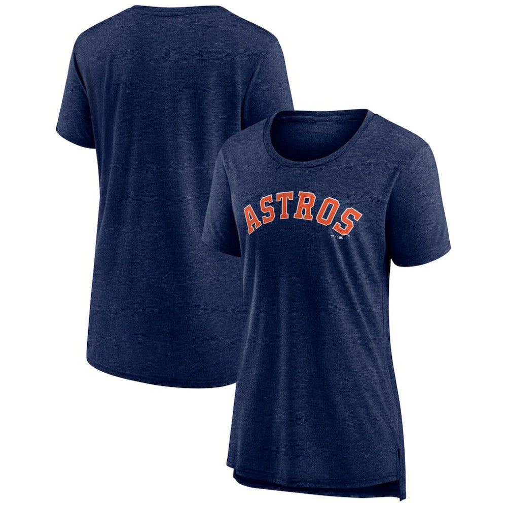 Houston Astros Women's Official Wordmark Tri-Blend T-Shirt - Heather Navy