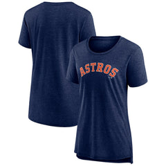 Houston Astros Women's Official Wordmark Tri-Blend T-Shirt - Heather Navy
