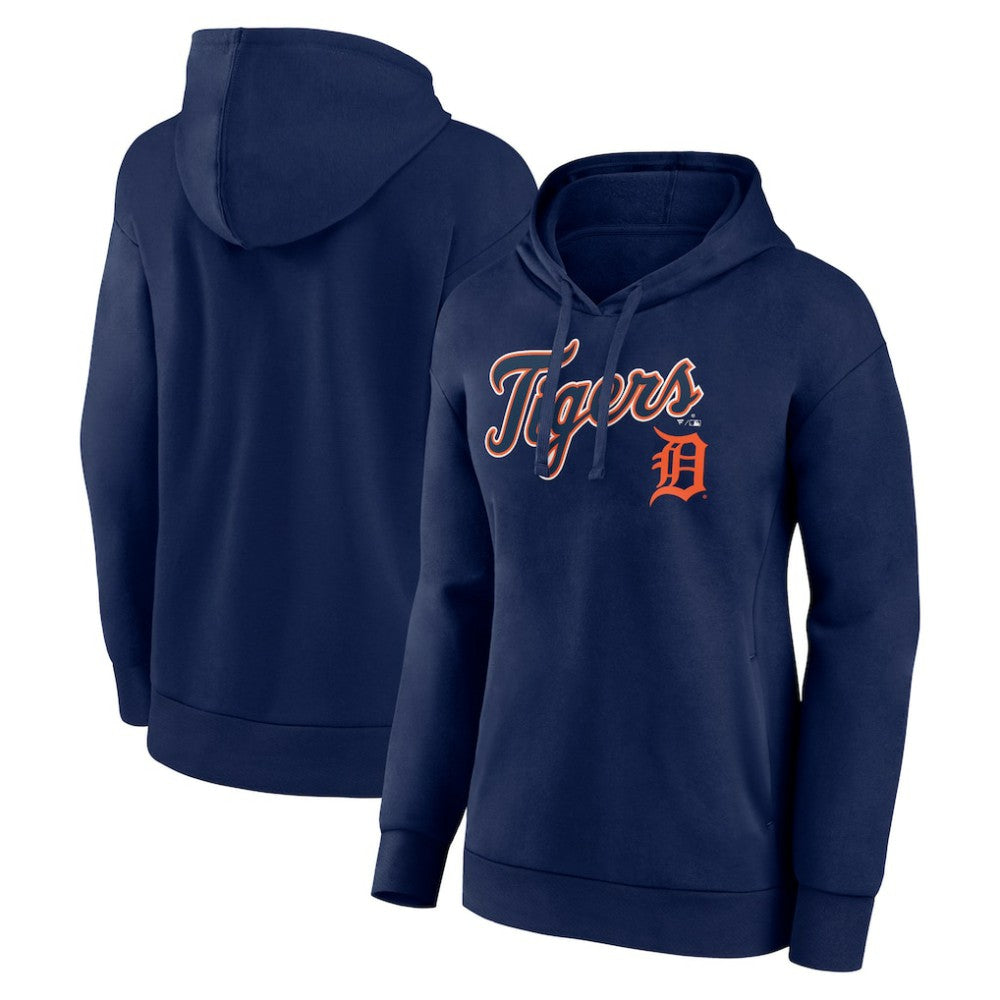 Detroit Tigers Women's Team Logo Lockup Pullover Hoodie - Navy