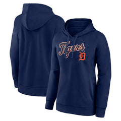 Detroit Tigers Women's Team Logo Lockup Pullover Hoodie - Navy
