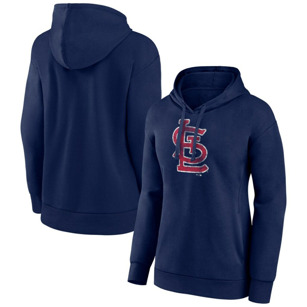 St. Louis Cardinals Women's Distressed Team Pullover Hoodie - Navy