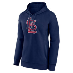 St. Louis Cardinals Women's Distressed Team Pullover Hoodie - Navy