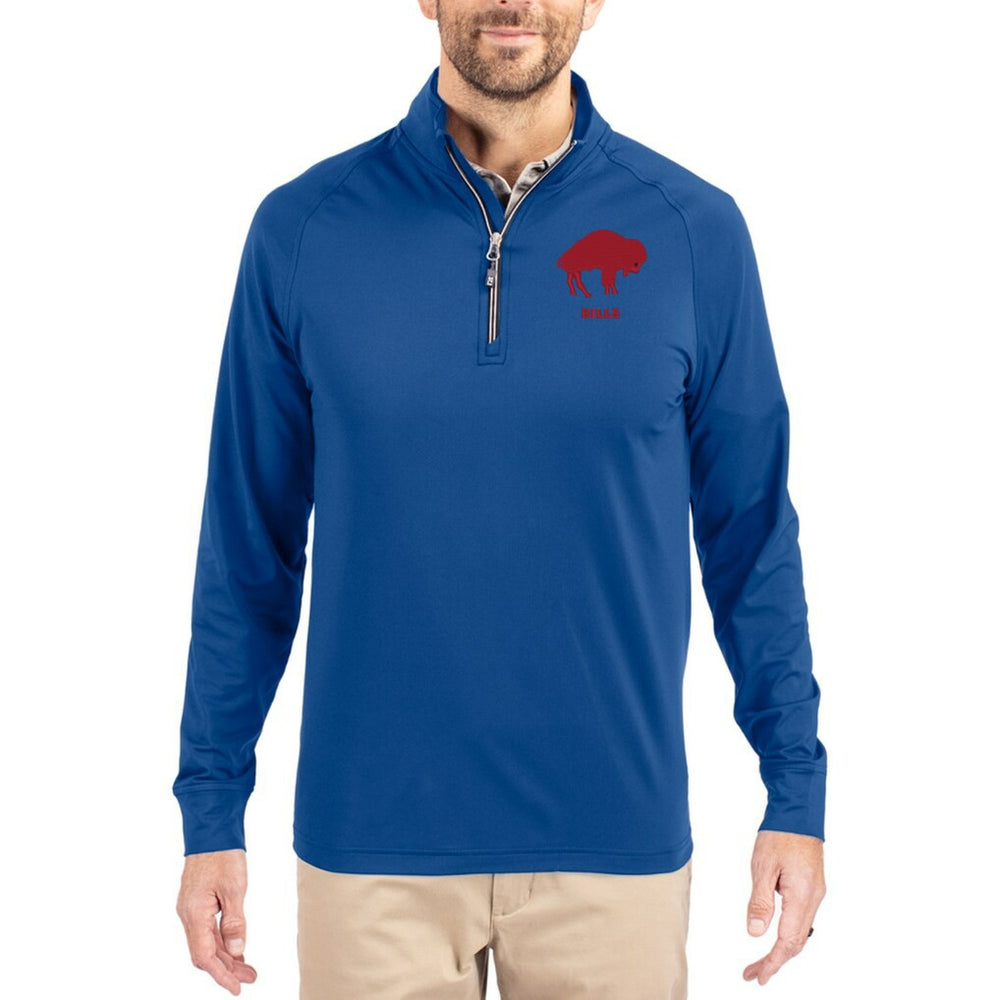 NFL Buffalo Bills Cutter & Buck Adapt Eco Knit Stretch Recycled Big & Tall Quarter-Zip Throwback Pullover Top