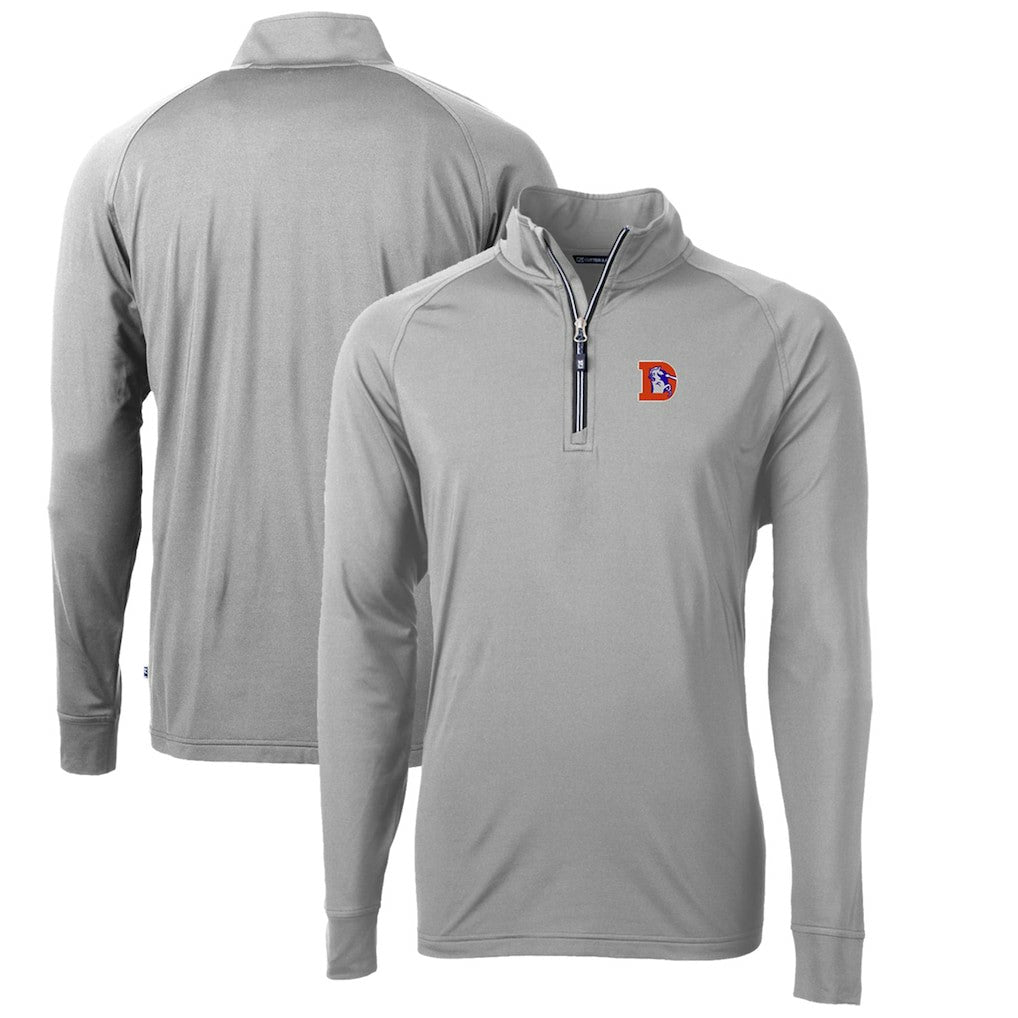 NFL Denver Broncos Cutter & Buck Adapt Eco Knit Stretch Recycled Big & Tall Quarter-Zip Throwback Pullover Top
