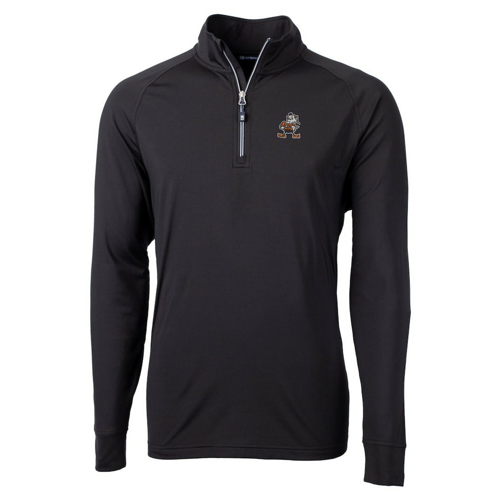 NFL Cleveland Browns Cutter & Buck Adapt Eco Knit Stretch Recycled Big & Tall Quarter-Zip Throwback Pullover Top