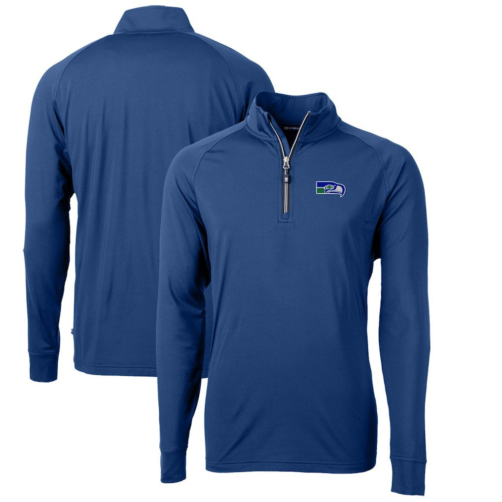 NFL Seattle Seahawks Cutter & Buck Adapt Eco Knit Stretch Recycled Big & Tall Quarter-Zip Throwback Pullover Top
