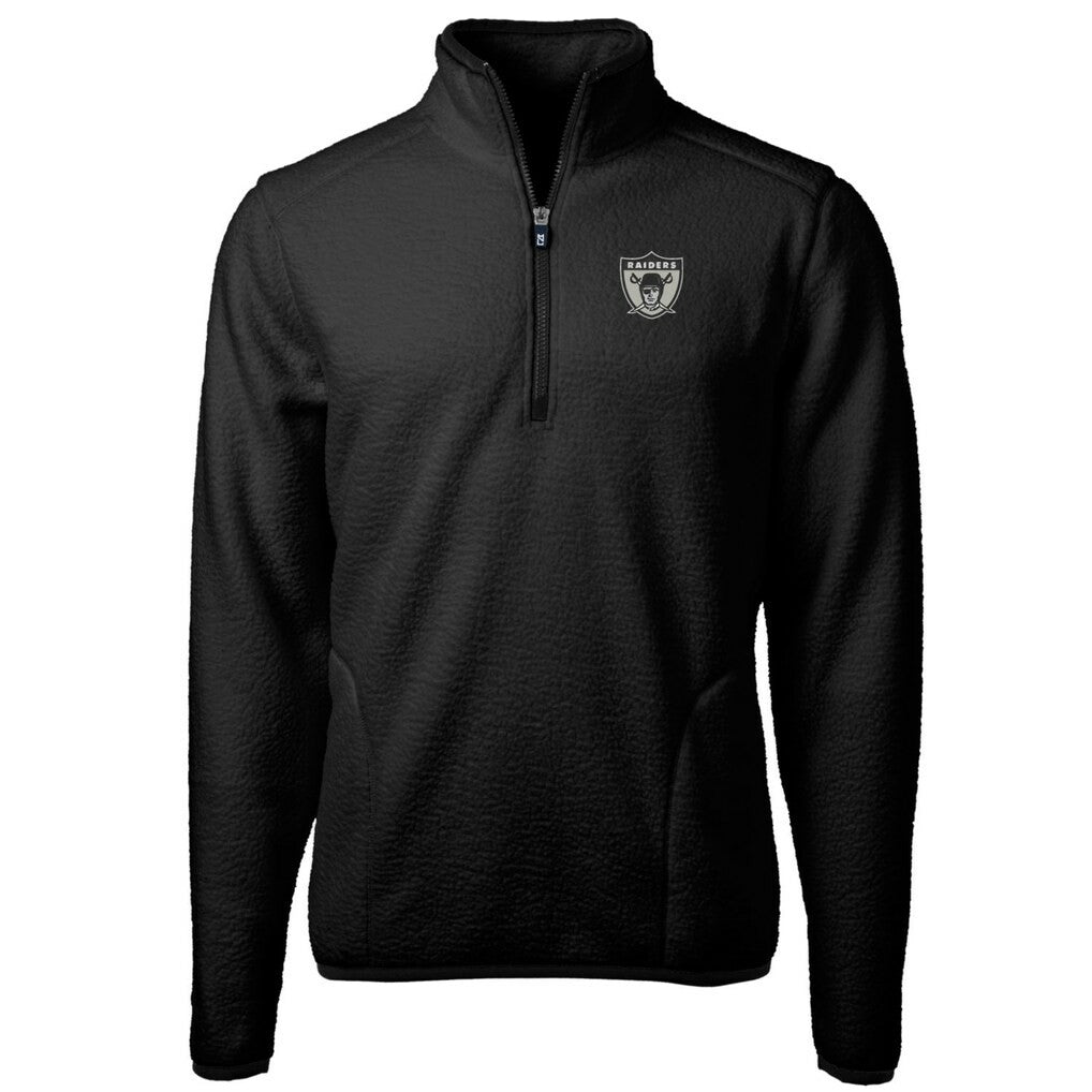 NFL Las Vegas Raiders Cutter & Buck Cascade Eco Sherpa Fleece Big & Tall Quarter-Zip Throwback Jacket