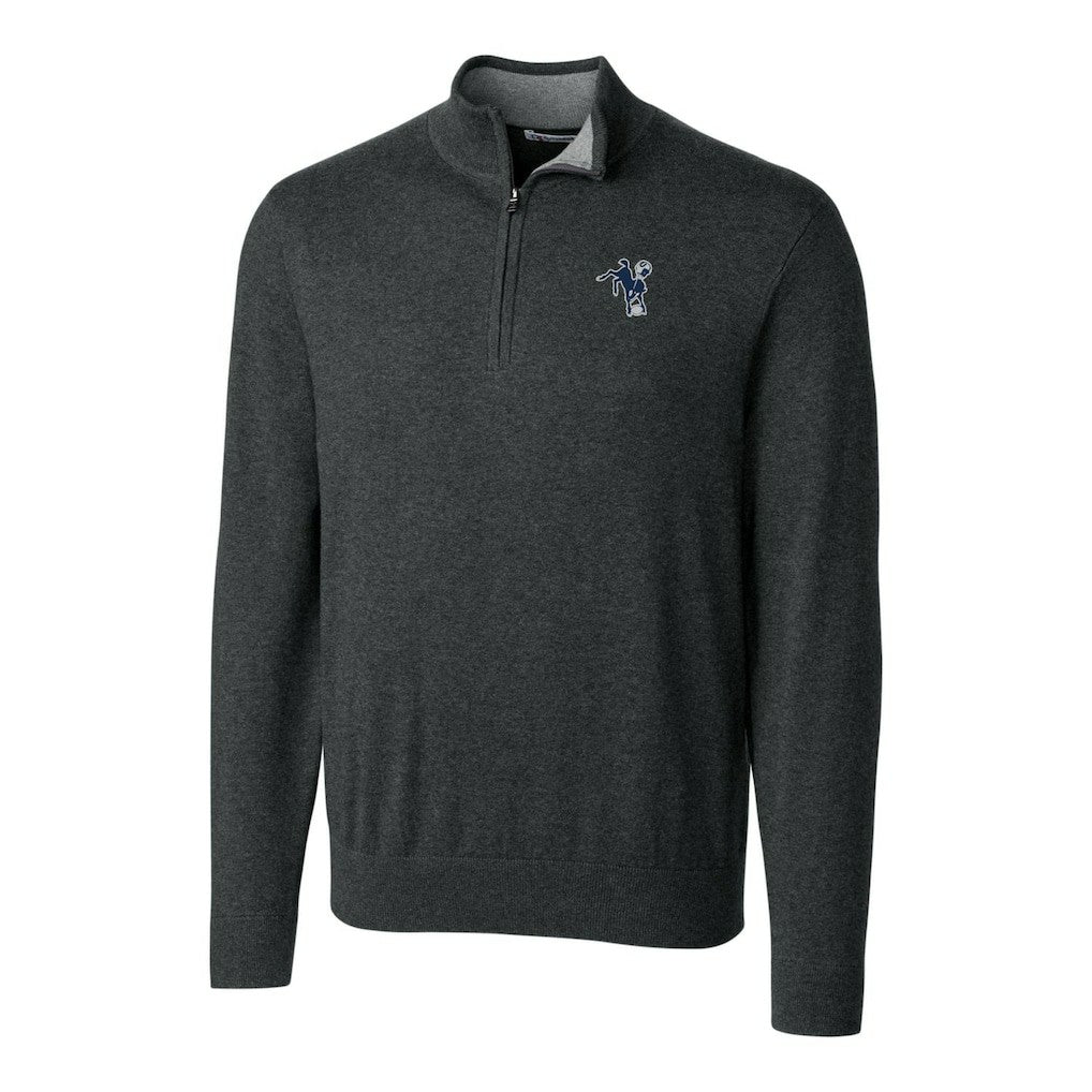 NFL Indianapolis Colts Cutter & Buck Throwback Logo Lakemont Tri-Blend Big & Tall Quarter-Zip Pullover Sweater