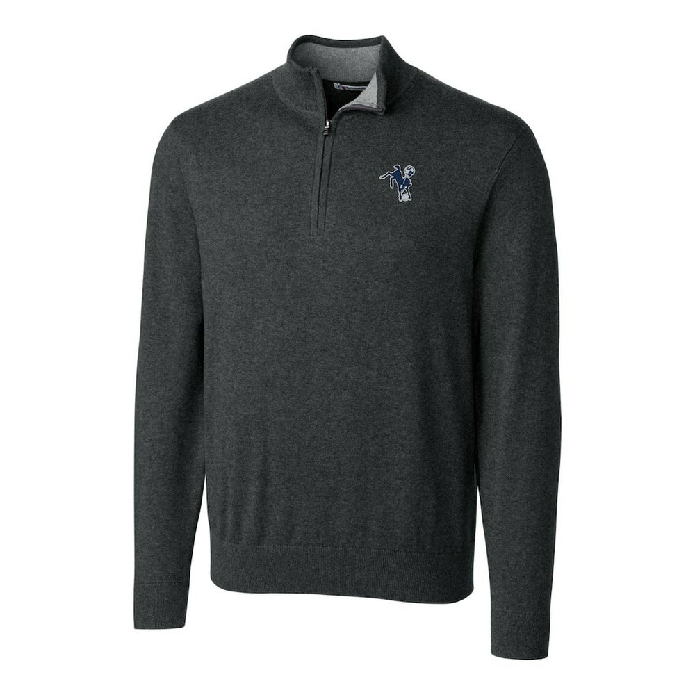 NFL Indianapolis Colts Cutter & Buck Throwback Logo Lakemont Tri-Blend Big & Tall Quarter-Zip Pullover Sweater