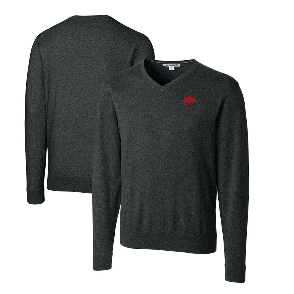 NFL Buffalo Bills Cutter & Buck Throwback Logo Lakemont Tri-Blend Big & Tall V-Neck Pullover Sweater