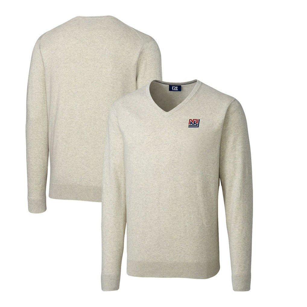 NFL New York Giants Cutter & Buck Throwback Logo Lakemont Tri-Blend Big & Tall V-Neck Pullover Sweater