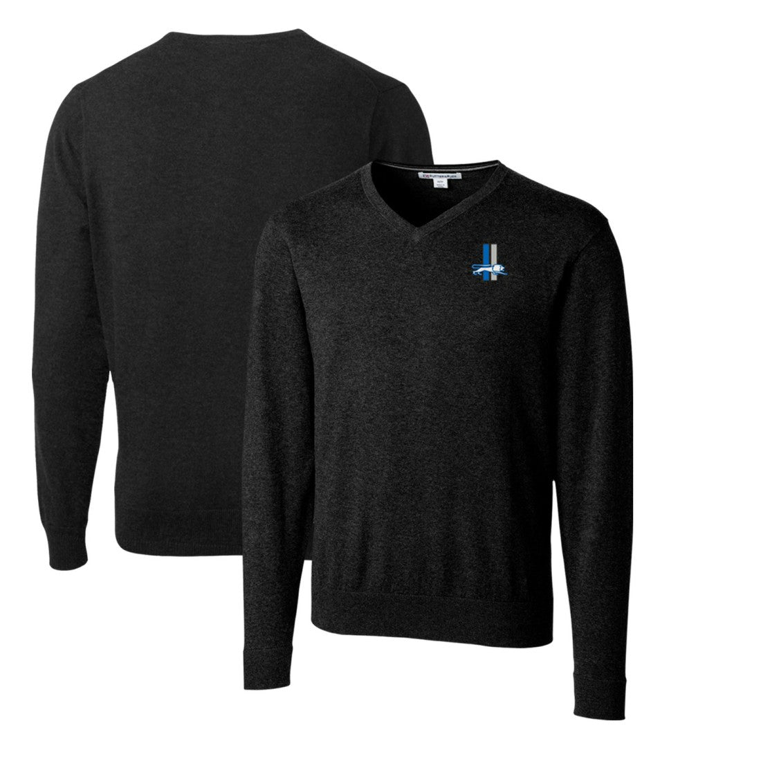 NFL Detroit Lions Cutter & Buck Throwback Logo Lakemont Tri-Blend Big & Tall V-Neck Pullover Sweater
