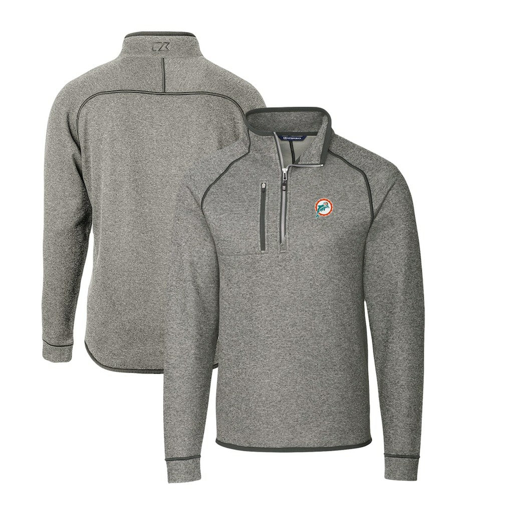 NFL Miami Dolphins Cutter & Buck Mainsail Sweater-Knit Big & Tall Half-Zip Pullover Jacket