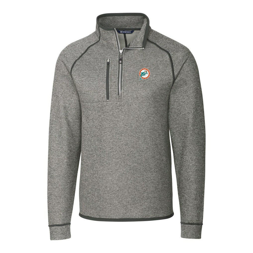 NFL Miami Dolphins Cutter & Buck Mainsail Sweater-Knit Big & Tall Half-Zip Pullover Jacket