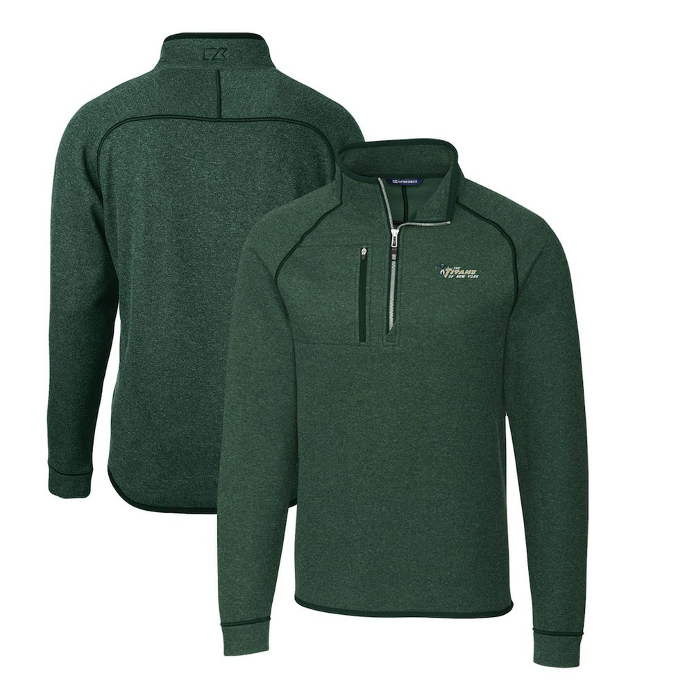 NFL New York Jets Cutter & Buck Mainsail Sweater-Knit Big & Tall Half-Zip Pullover Jacket