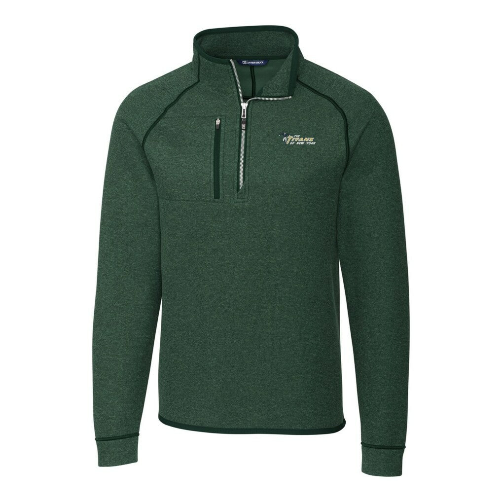 NFL New York Jets Cutter & Buck Mainsail Sweater-Knit Big & Tall Half-Zip Pullover Jacket