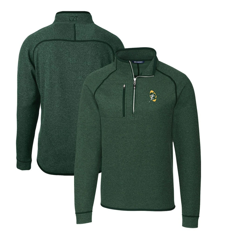 NFL Green Bay Packers Cutter & Buck Mainsail Sweater-Knit Big & Tall Half-Zip Pullover Jacket