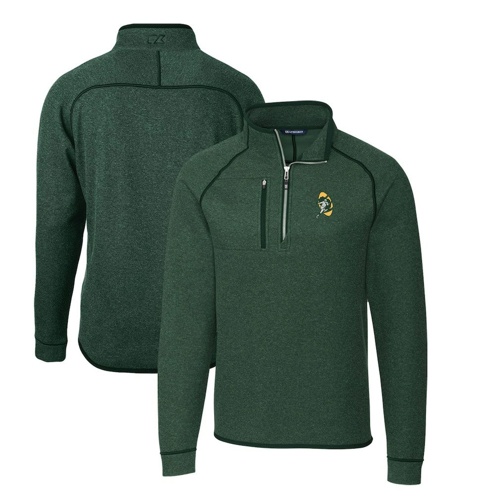 NFL Green Bay Packers Cutter & Buck Mainsail Sweater-Knit Big & Tall Half-Zip Pullover Jacket