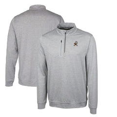 NFL Cleveland Browns Cutter & Buck Stealth Heathered Big & Tall Throwback Logo Quarter-Zip Pullover Top