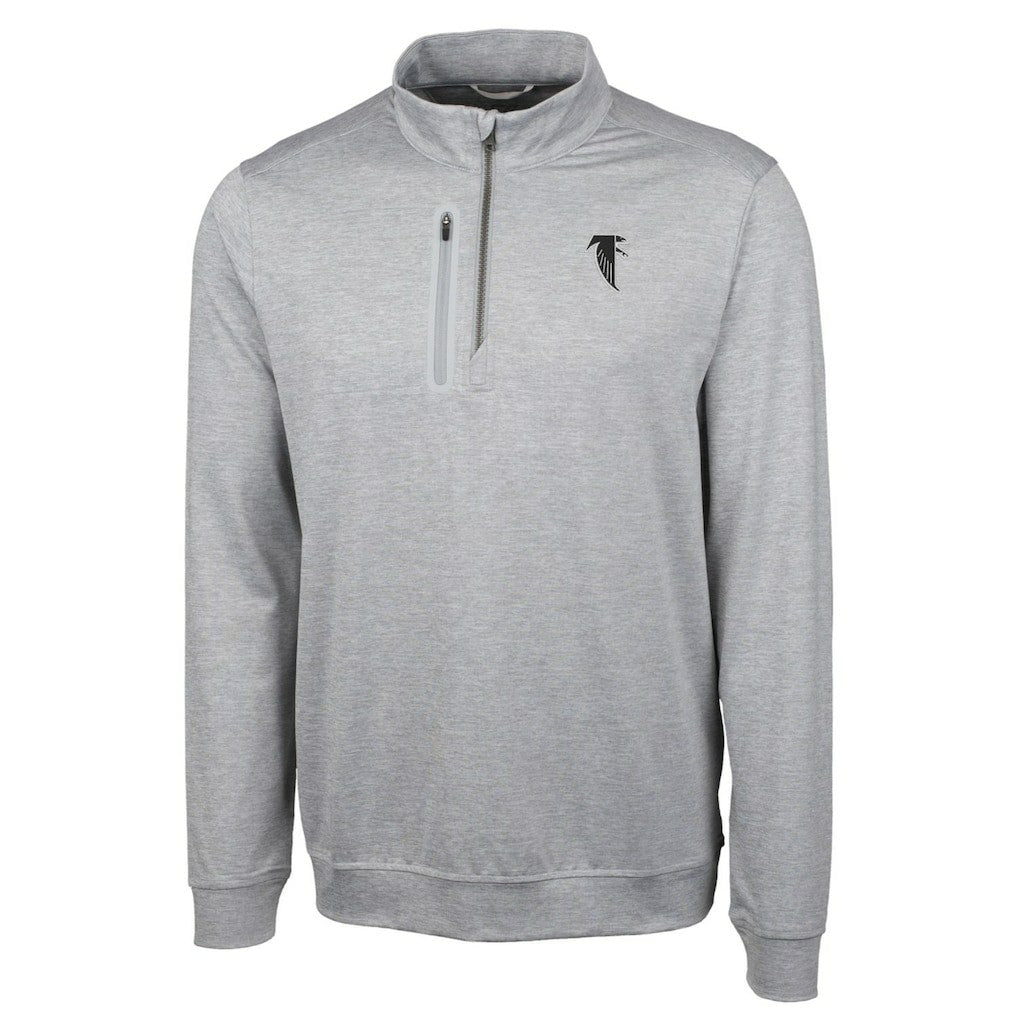 NFL Atlanta Falcons Cutter & Buck Stealth Heathered Big & Tall Throwback Logo Quarter-Zip Pullover Top