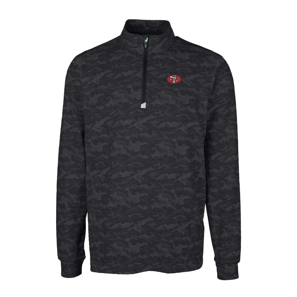 NFL San Francisco 49ers Cutter & Buck Throwback Logo Big & Tall Traverse Camo Print Stretch Quarter-Zip Pullover Top