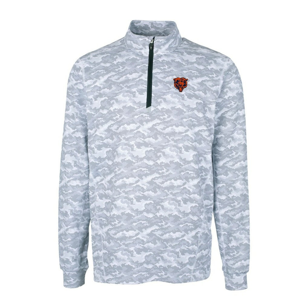 NFL Chicago Bears Cutter & Buck Throwback Logo Big & Tall Traverse Camo Print Stretch Quarter-Zip Pullover Top