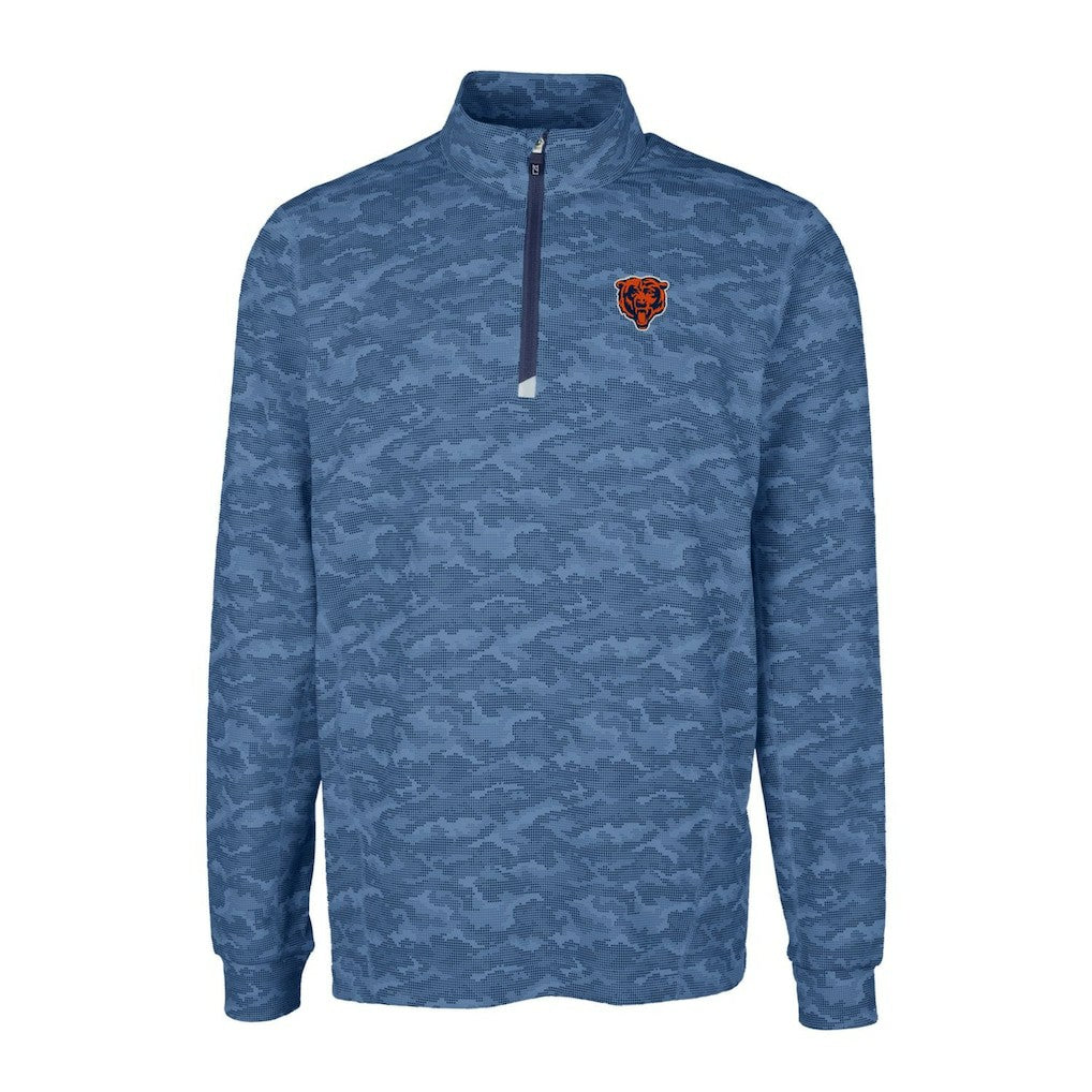 NFL Chicago Bears Cutter & Buck Throwback Logo Big & Tall Traverse Camo Print Stretch Quarter-Zip Pullover Top