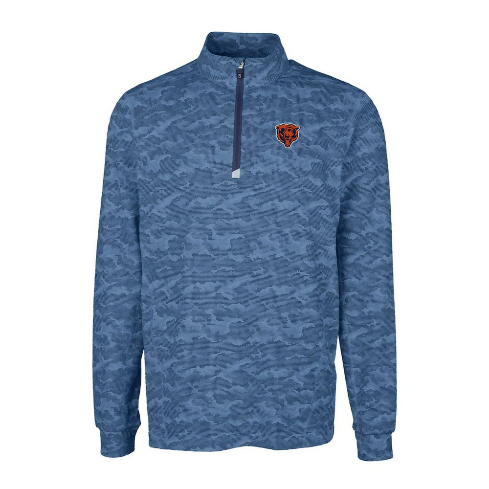 NFL Chicago Bears Cutter & Buck Throwback Logo Big & Tall Traverse Camo Print Stretch Quarter-Zip Pullover Top