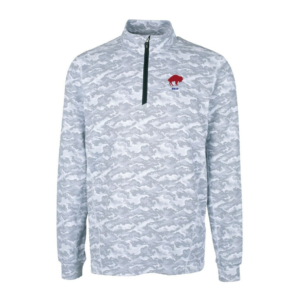 NFL Buffalo Bills Cutter & Buck Throwback Logo Big & Tall Traverse Camo Print Stretch Quarter-Zip Pullover Top