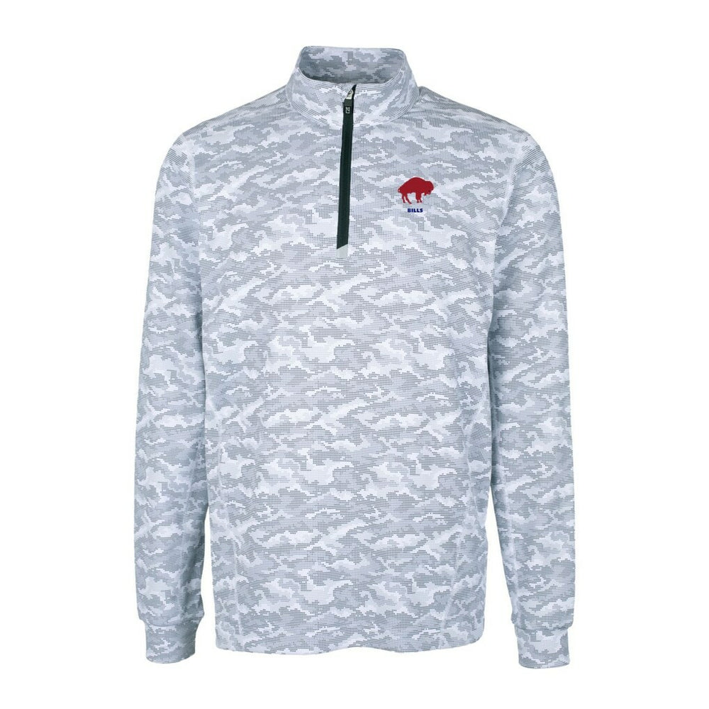 NFL Buffalo Bills Cutter & Buck Throwback Logo Big & Tall Traverse Camo Print Stretch Quarter-Zip Pullover Top