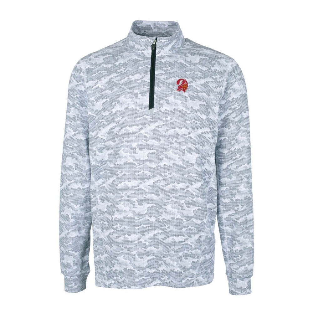 NFL Tampa Bay Buccaneers Cutter & Buck Throwback Logo Big & Tall Traverse Camo Print Stretch Quarter-Zip Pullover Top