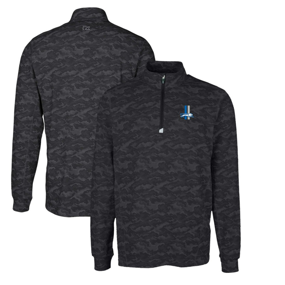 NFL Detroit Lions Cutter & Buck Throwback Logo Big & Tall Traverse Camo Print Stretch Quarter-Zip Pullover Top
