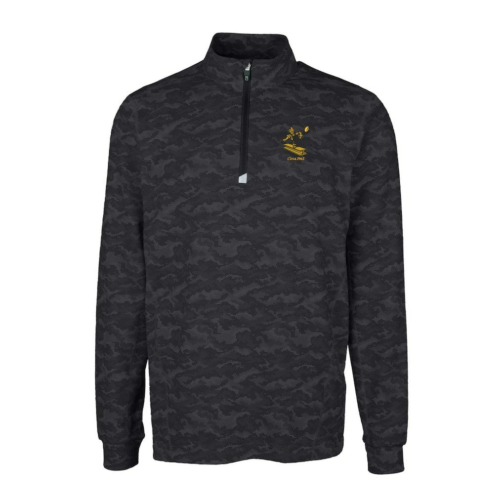 NFL Pittsburgh Steelers Cutter & Buck Throwback Logo Big & Tall Traverse Camo Print Stretch Quarter-Zip Pullover Top