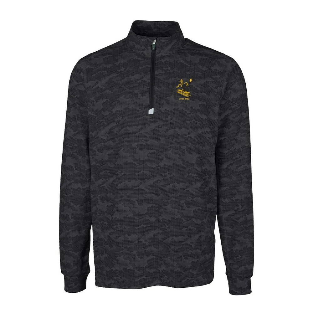 NFL Pittsburgh Steelers Cutter & Buck Throwback Logo Big & Tall Traverse Camo Print Stretch Quarter-Zip Pullover Top