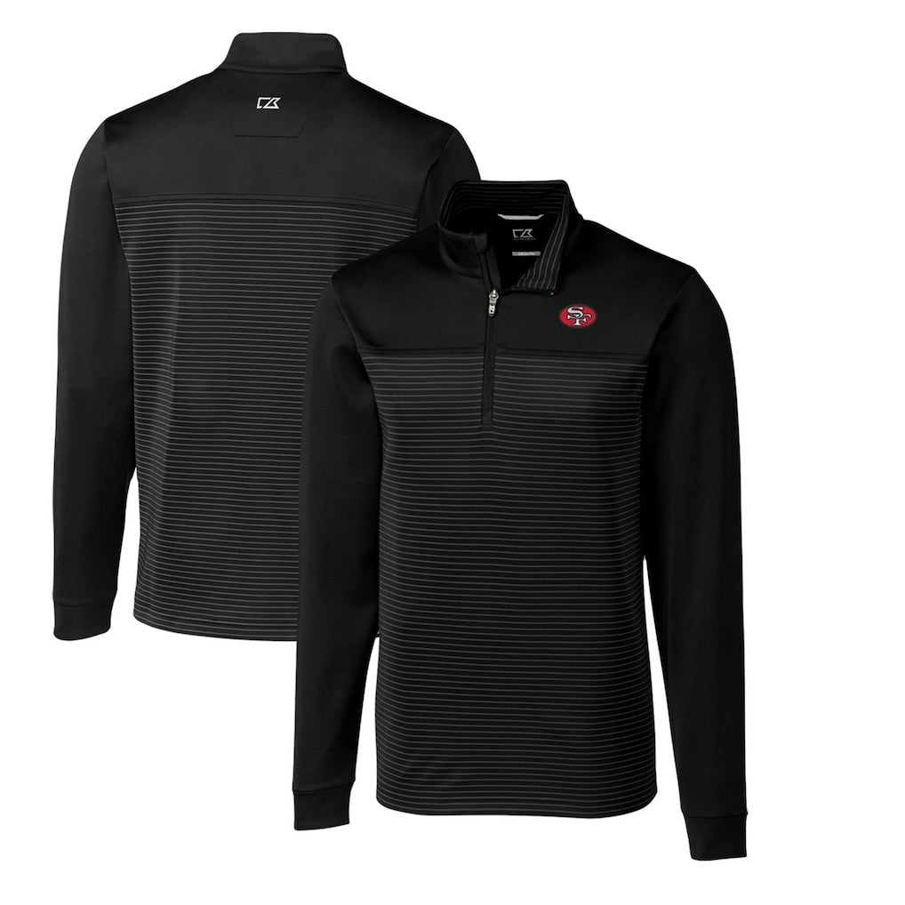 NFL San Francisco 49ers Cutter & Buck Throwback Logo Traverse Stripe Stretch Quarter-Zip Big & Tall Pullover Top