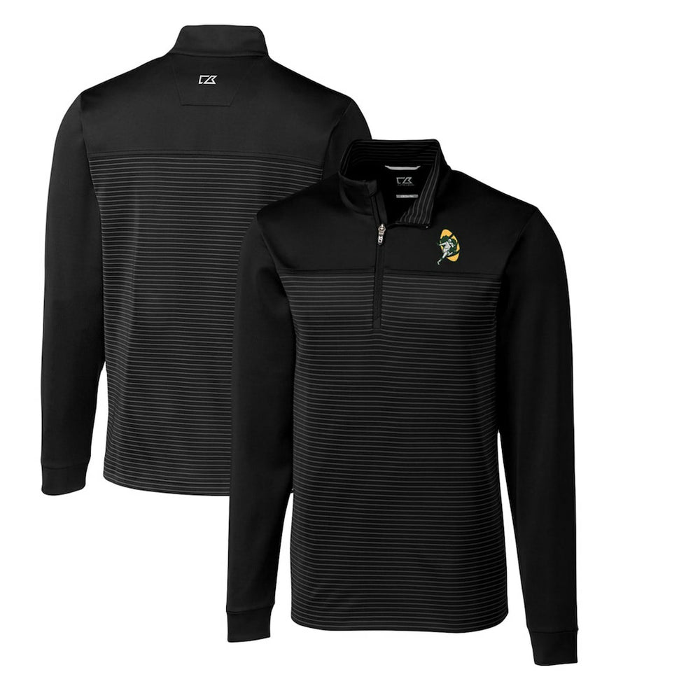 NFL Green Bay Packers Cutter & Buck Throwback Logo Traverse Stripe Stretch Quarter-Zip Big & Tall Pullover Top