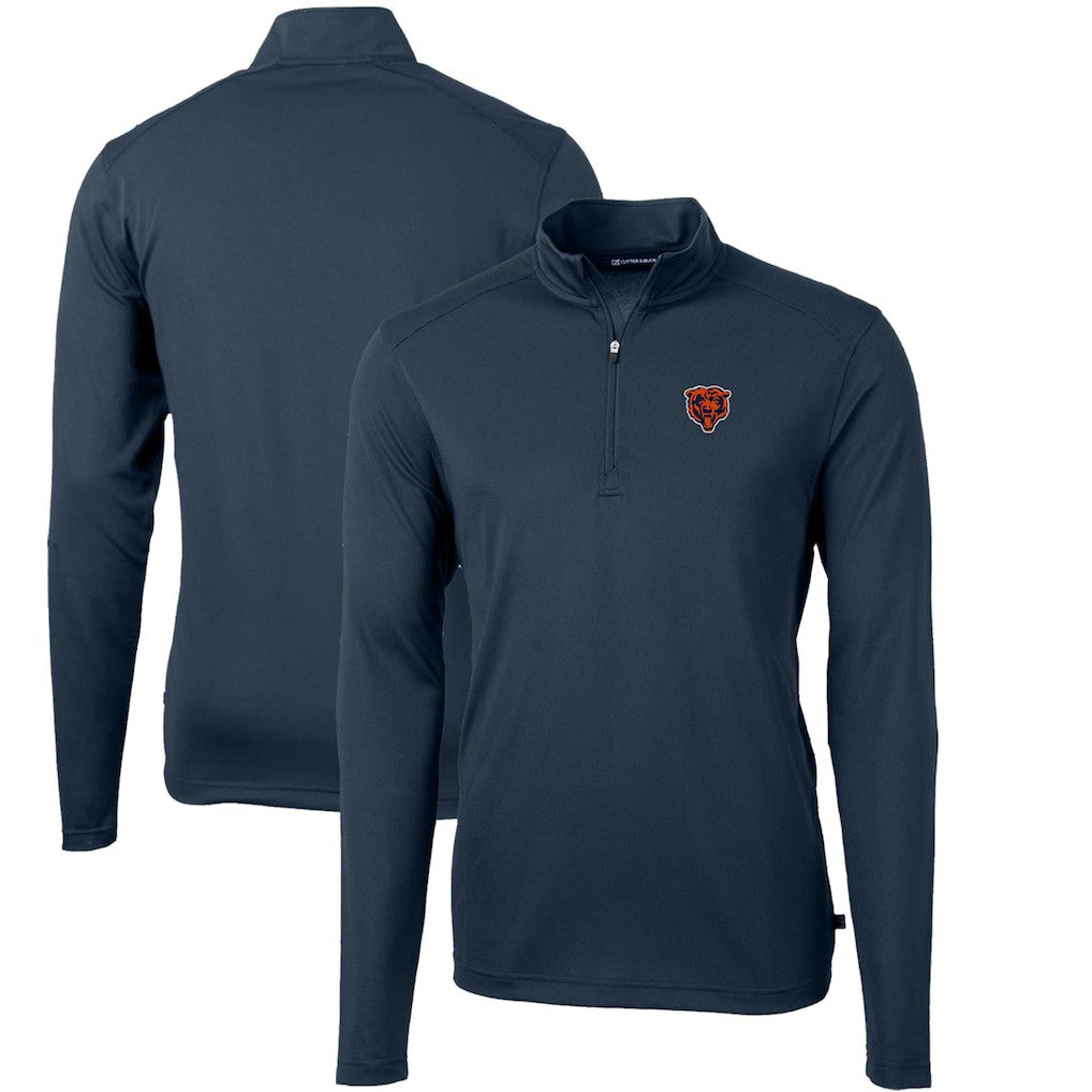 NFL Chicago Bears Cutter & Buck Throwback Logo Virtue Eco Pique Recycled Quarter-Zip Big & Tall Pullover Top